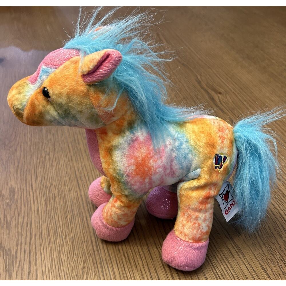 Webkinz Ganz Tie Dyed Pony Plush Orange Pink Blue Toy HM677 No Code 2012